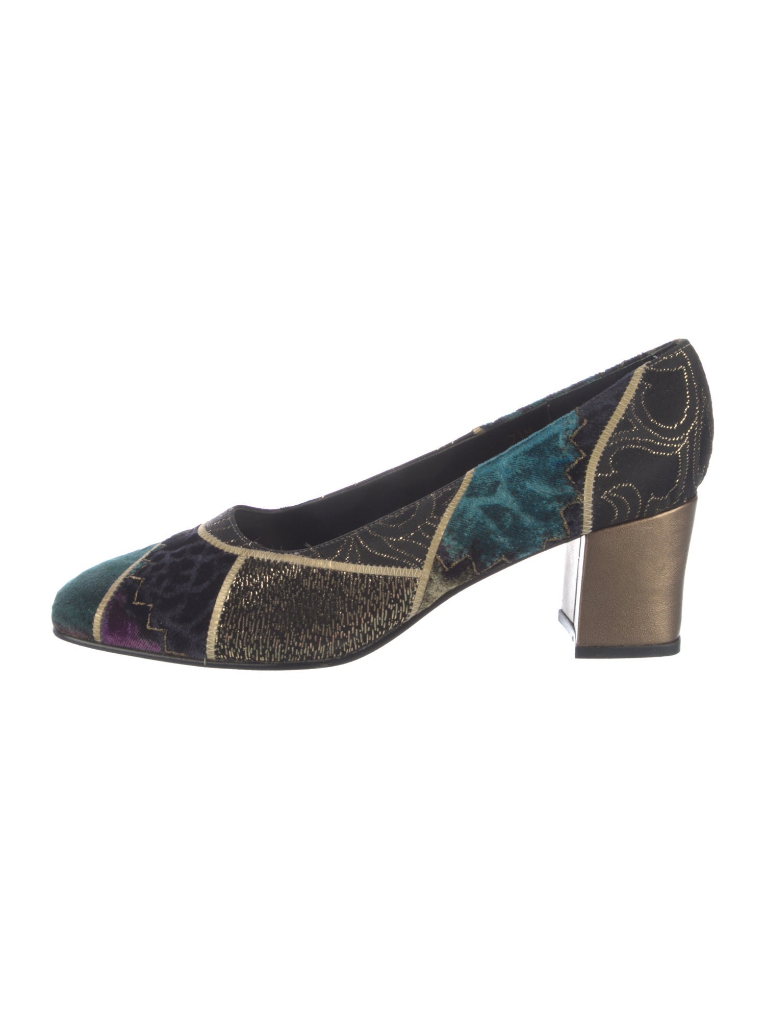 Carlos Falchi Velvet Printed Pumps
