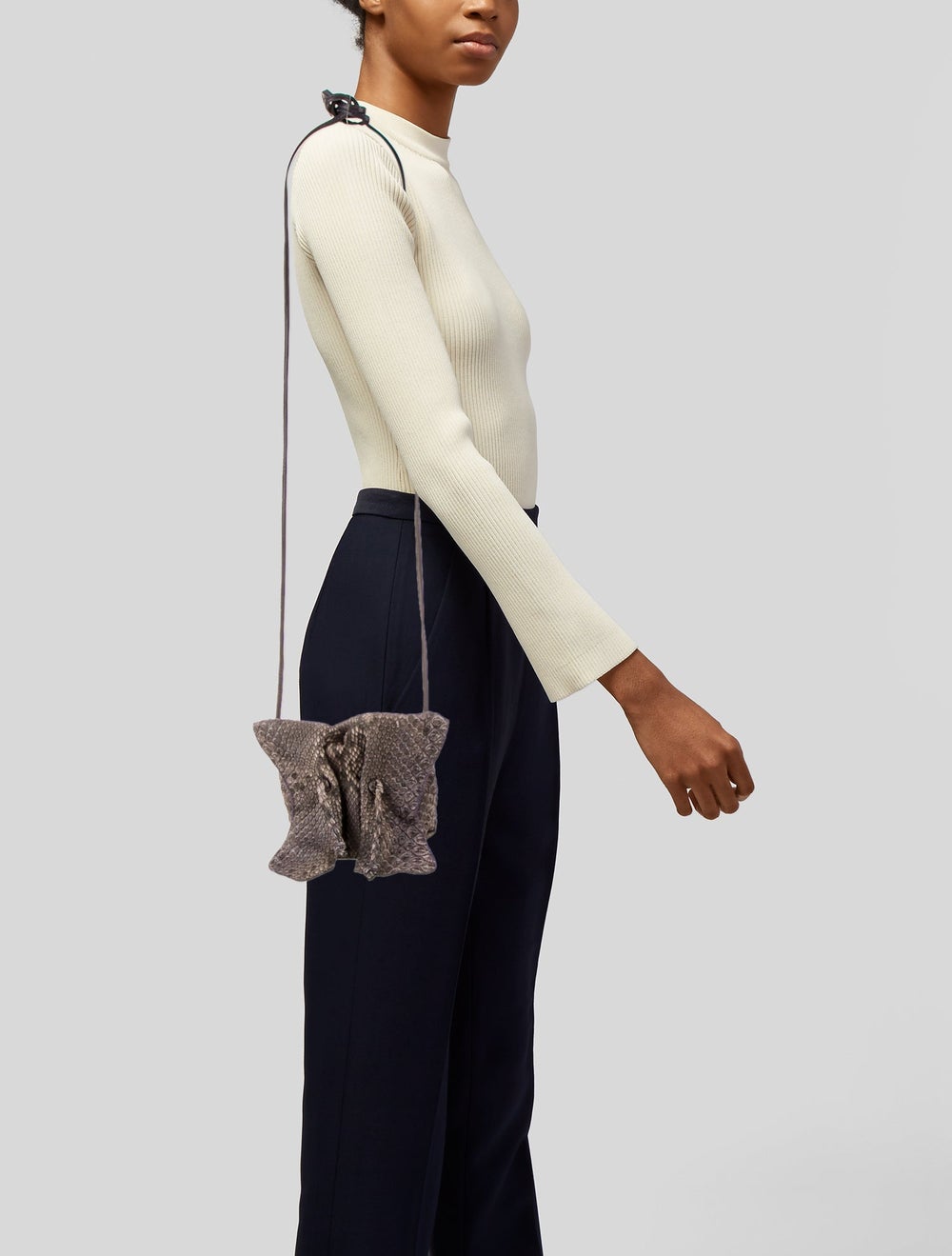 Carlos Falchi Messenger Bag Grey Python Animal Pr… - image 2