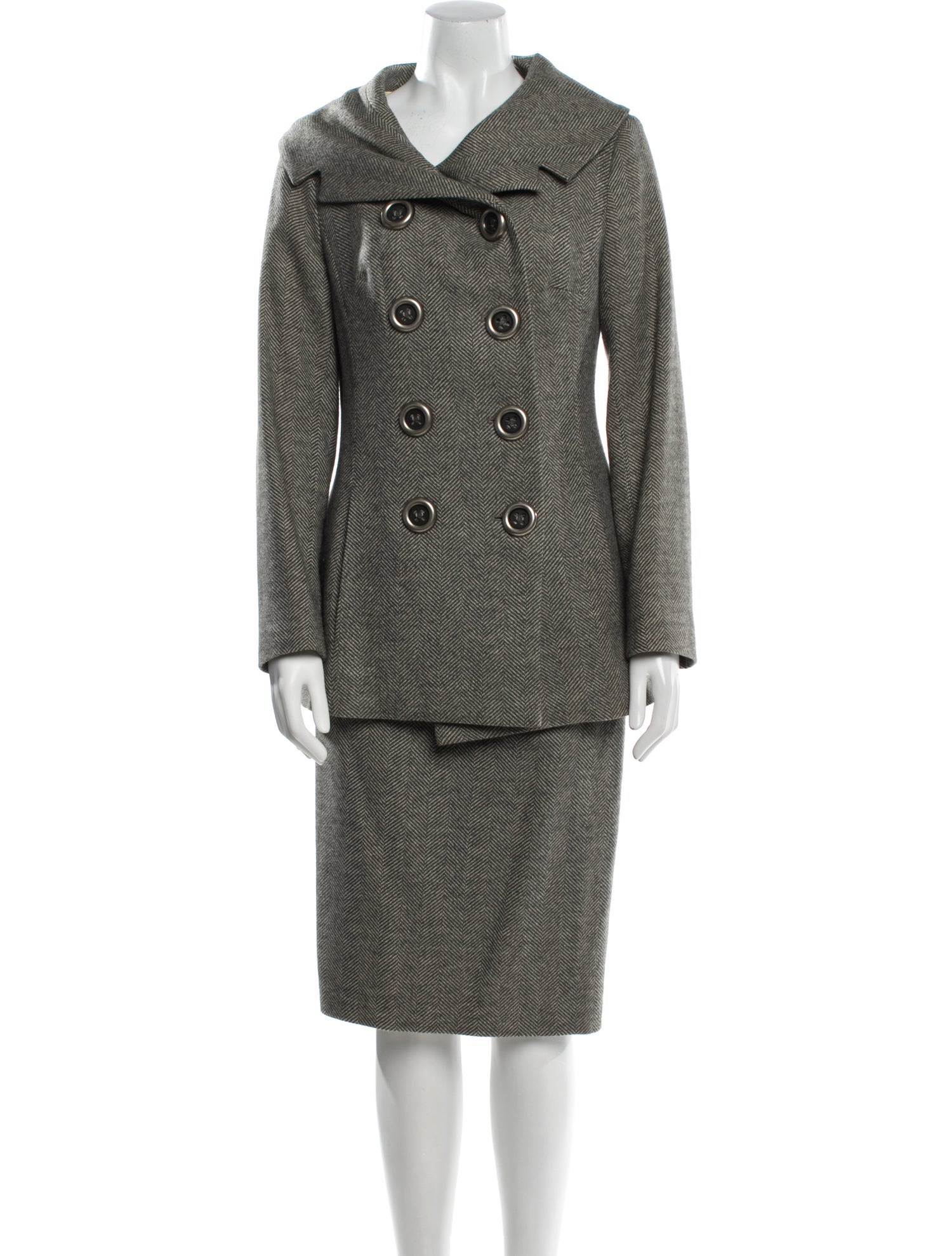 Charles Chang-Lima Wool Tweed Pattern Skirt Suit