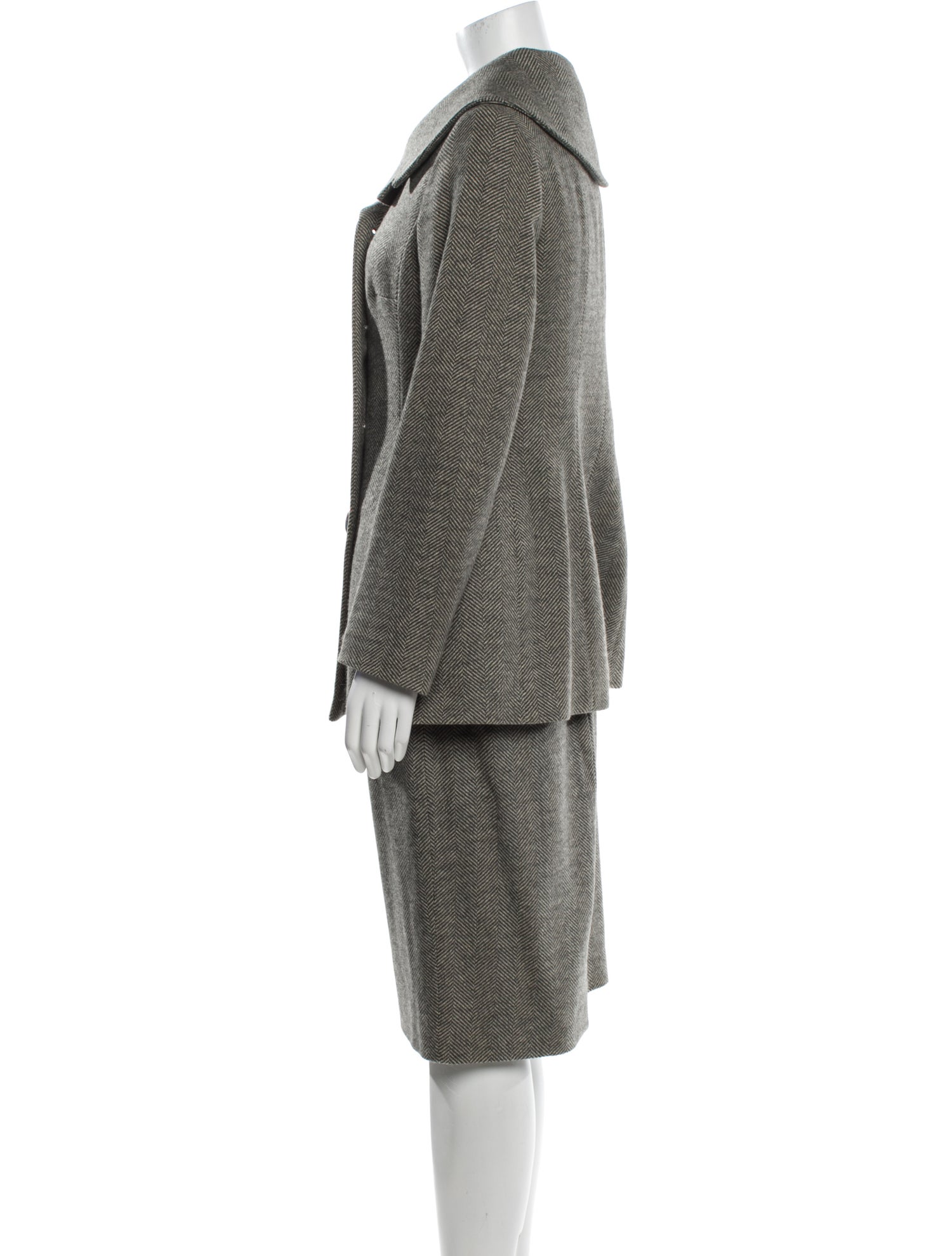 Charles Chang-Lima Wool Tweed Pattern Skirt Suit