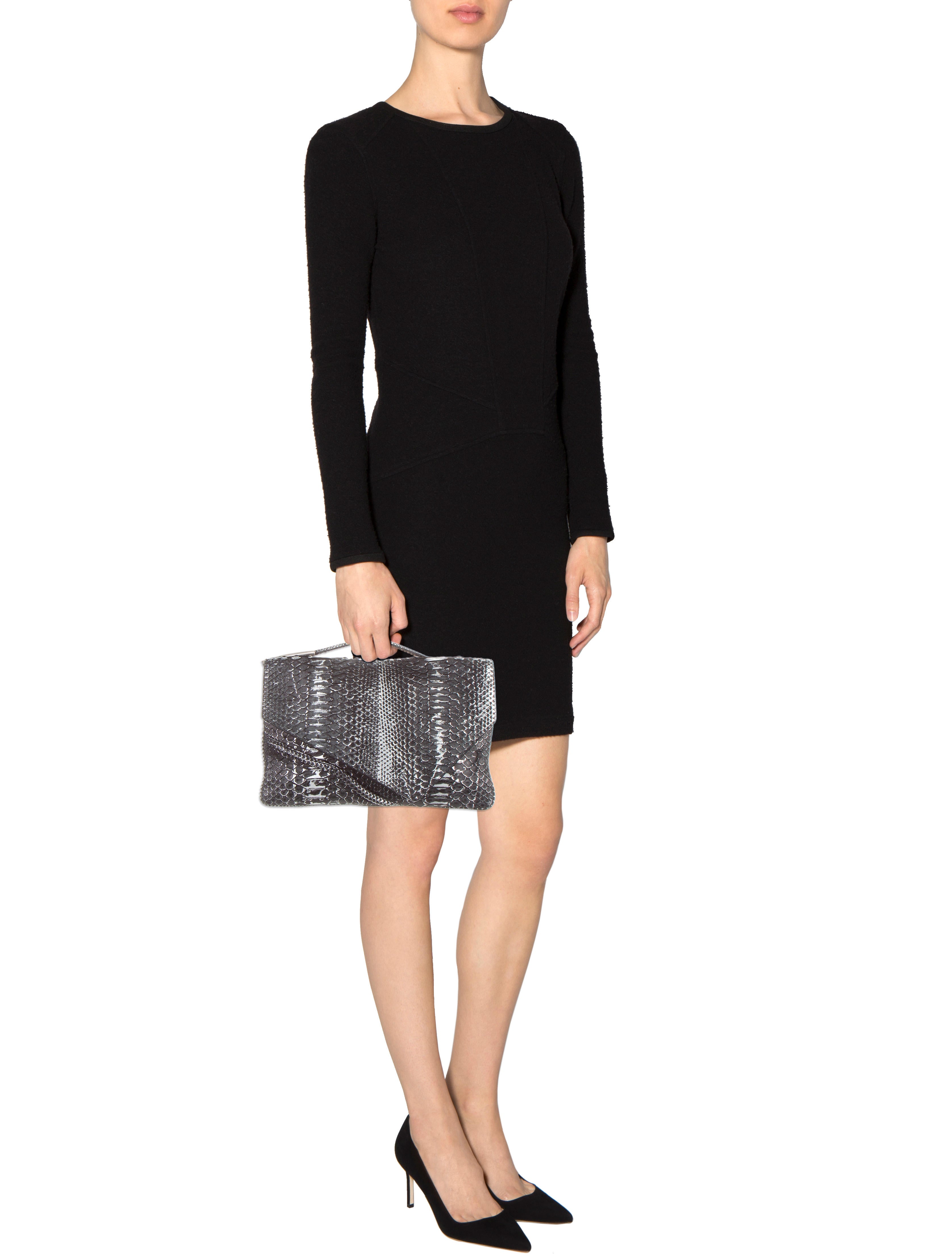 Calvin Klein Collection Metallic Python Envelope Clutch - Grey Handle ...