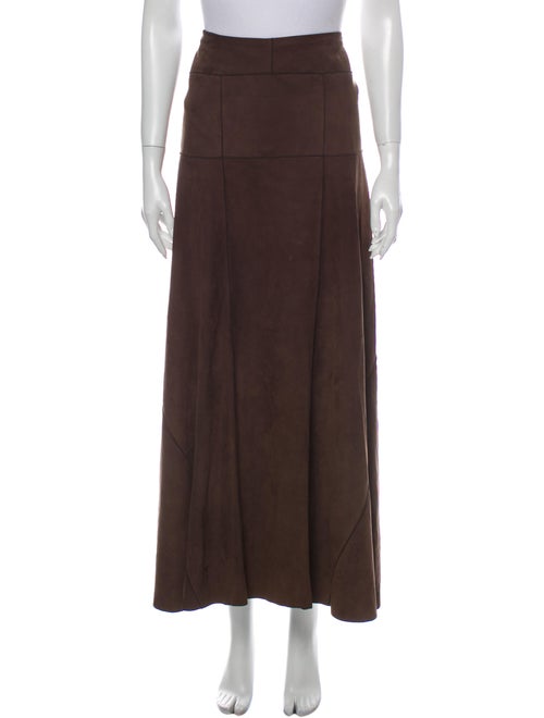 Calvin Klein Collection Leather Long Skirt Brown