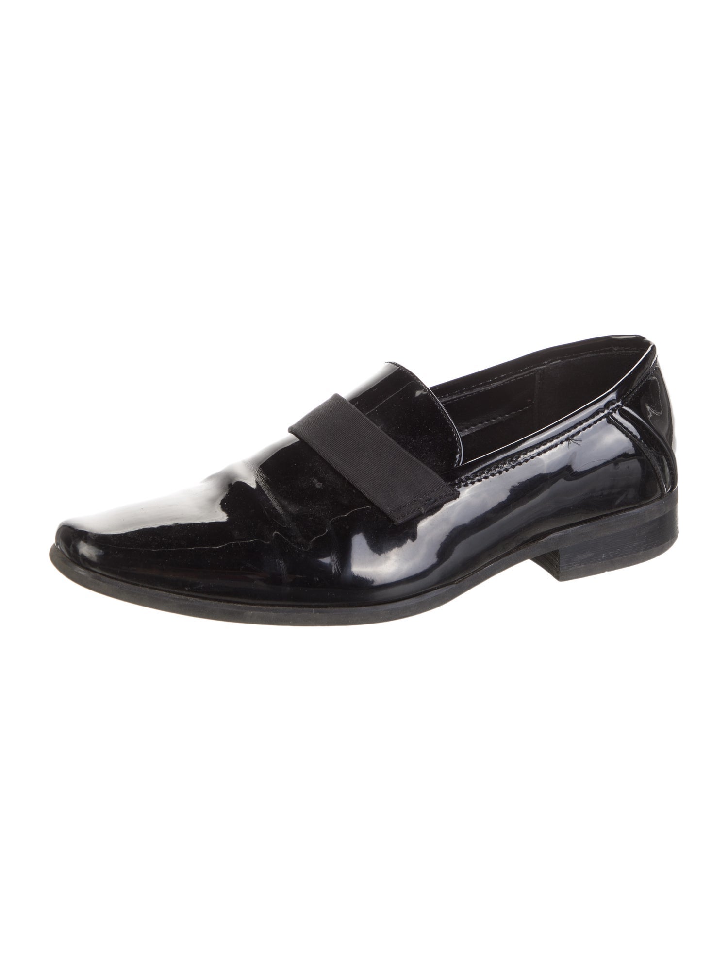 Calvin Klein Collection Patent Leather Grosgrain Trim Dress Loafers