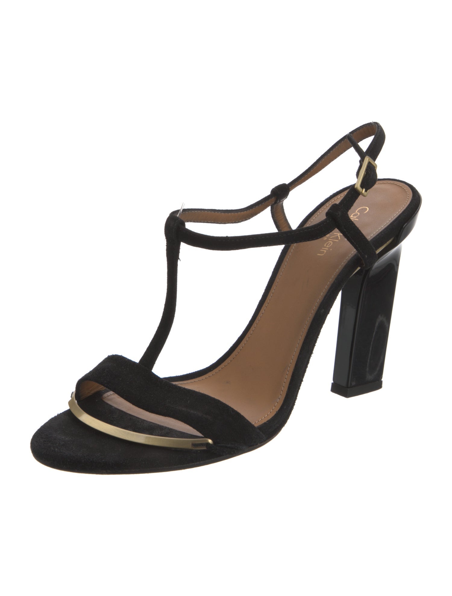 Calvin Klein Collection Leather T-Strap Sandals
