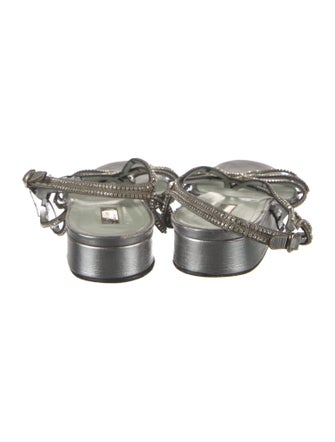 Calvin Klein Collection Leather Crystal Embellishments T-Strap Sandals