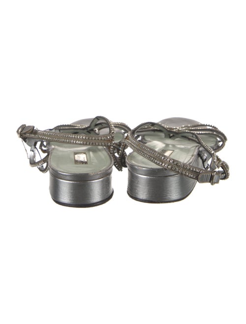 Calvin Klein Collection Leather Crystal Embellishments T-Strap Sandals