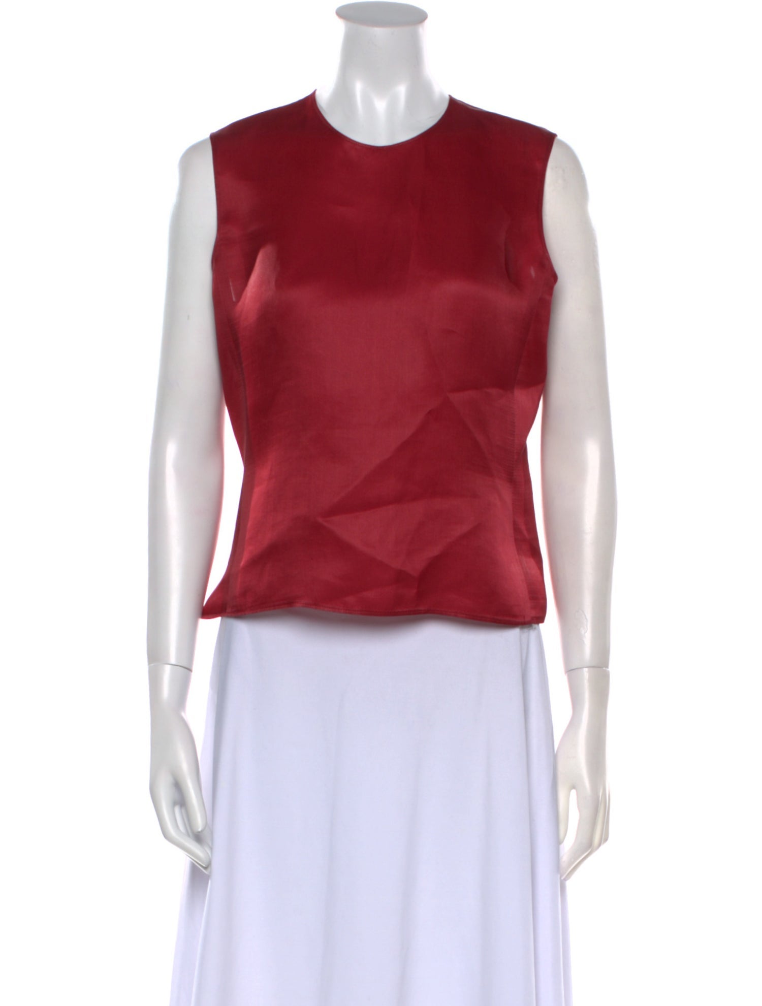 Calvin Klein Collection Silk Crew Neck Crop Top