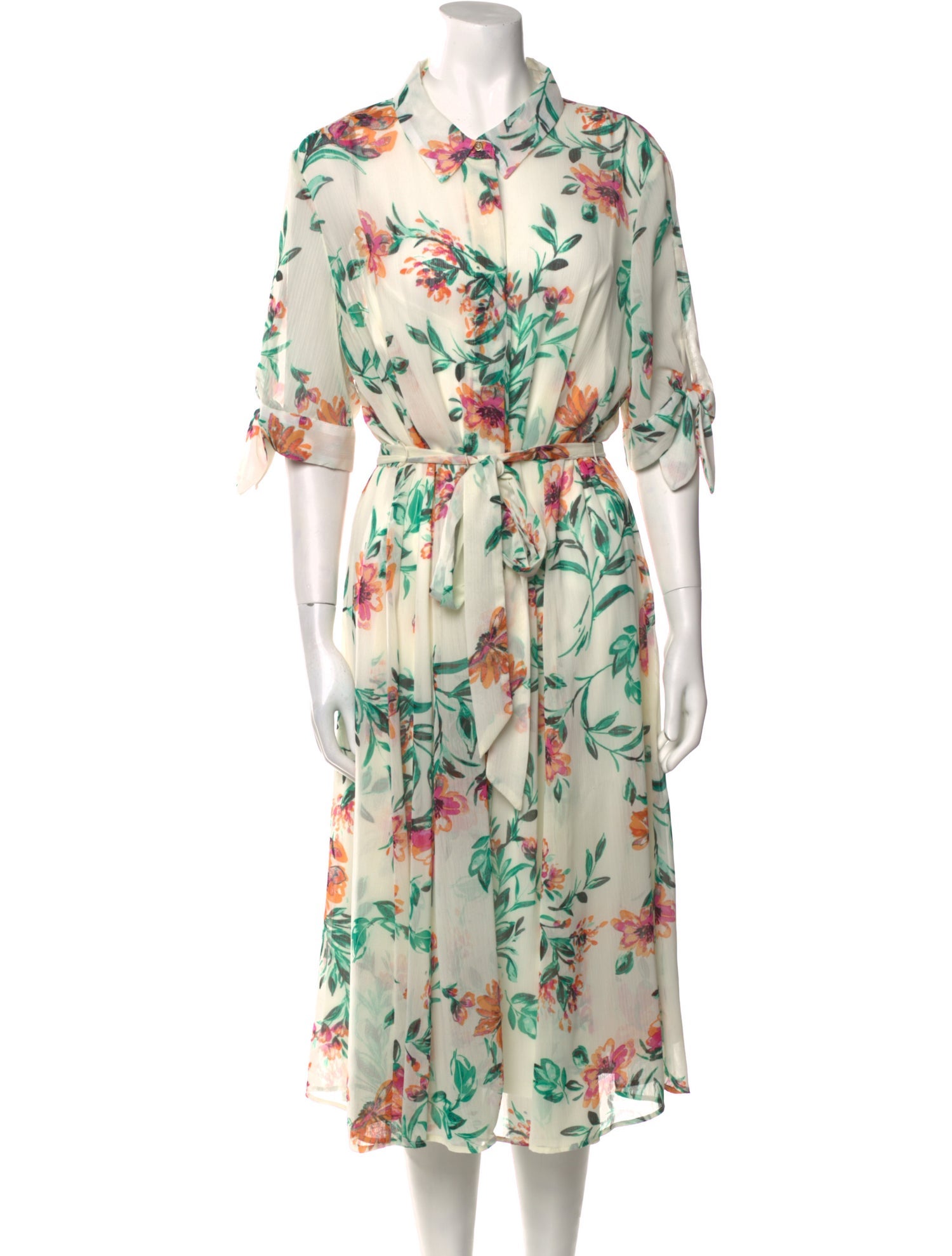 Calvin Klein Collection Floral Print Midi Length Dress