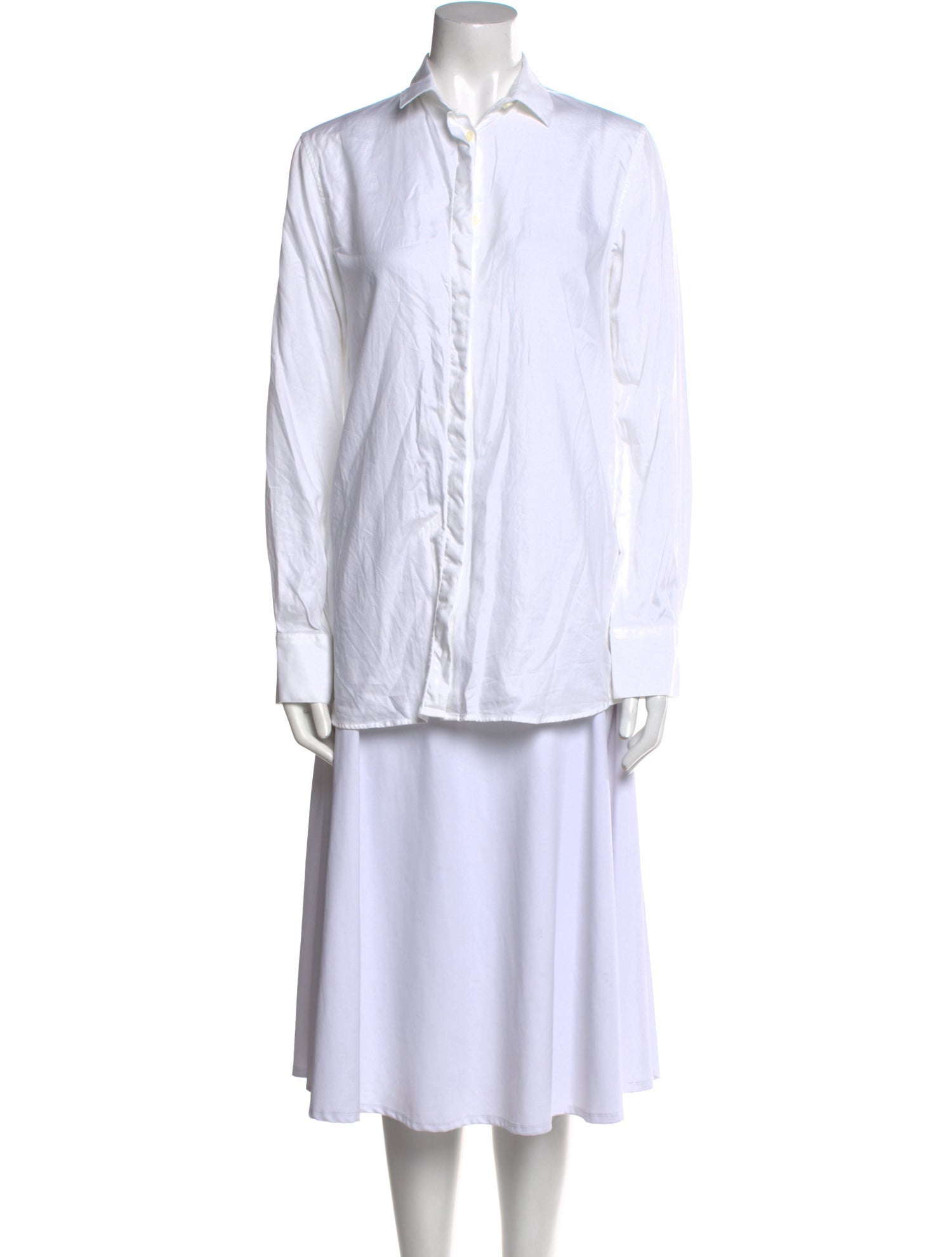 Calvin Klein Collection Striped Long Sleeve Button-Up Top