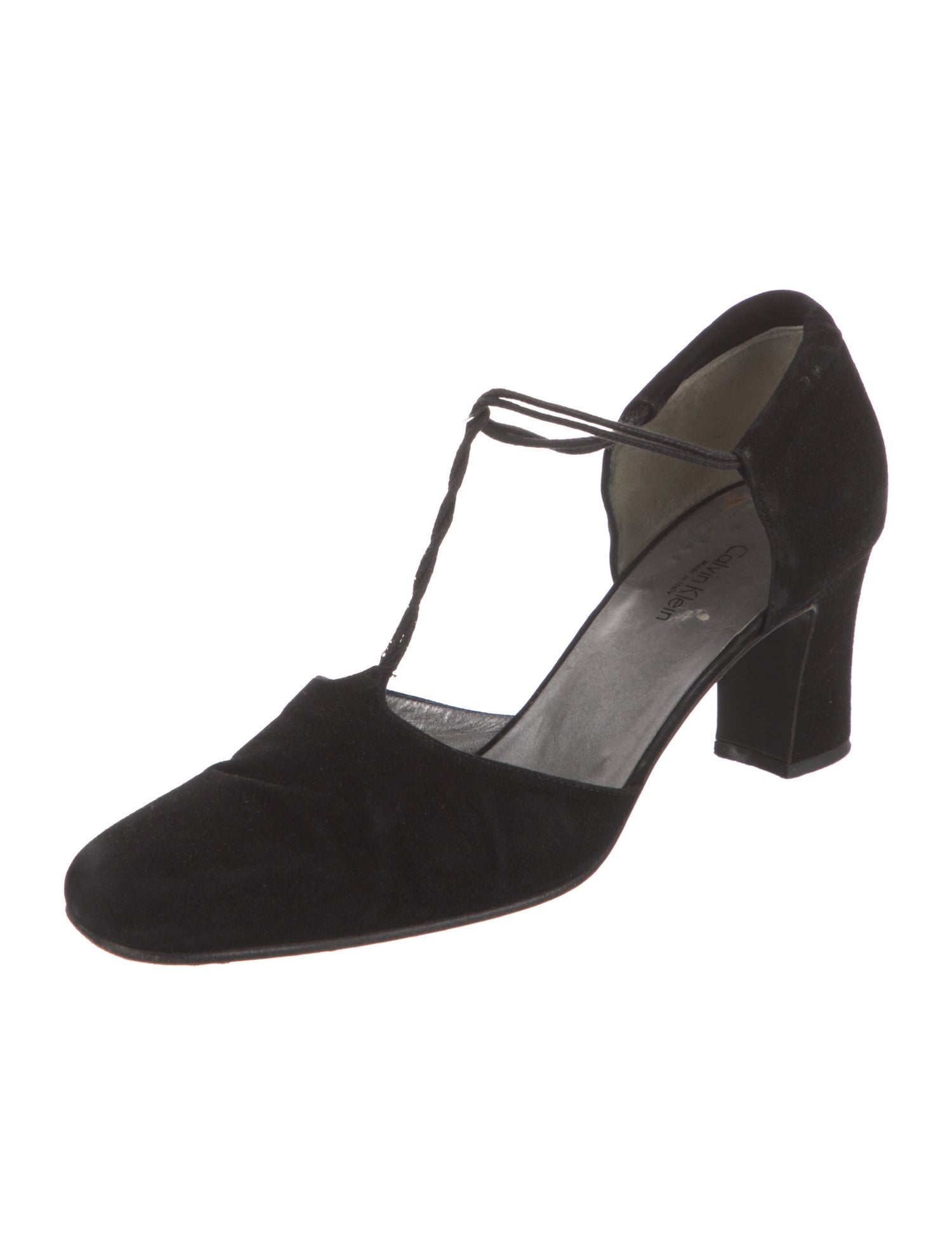 Calvin Klein Collection Vintage Suede T-Strap Pumps