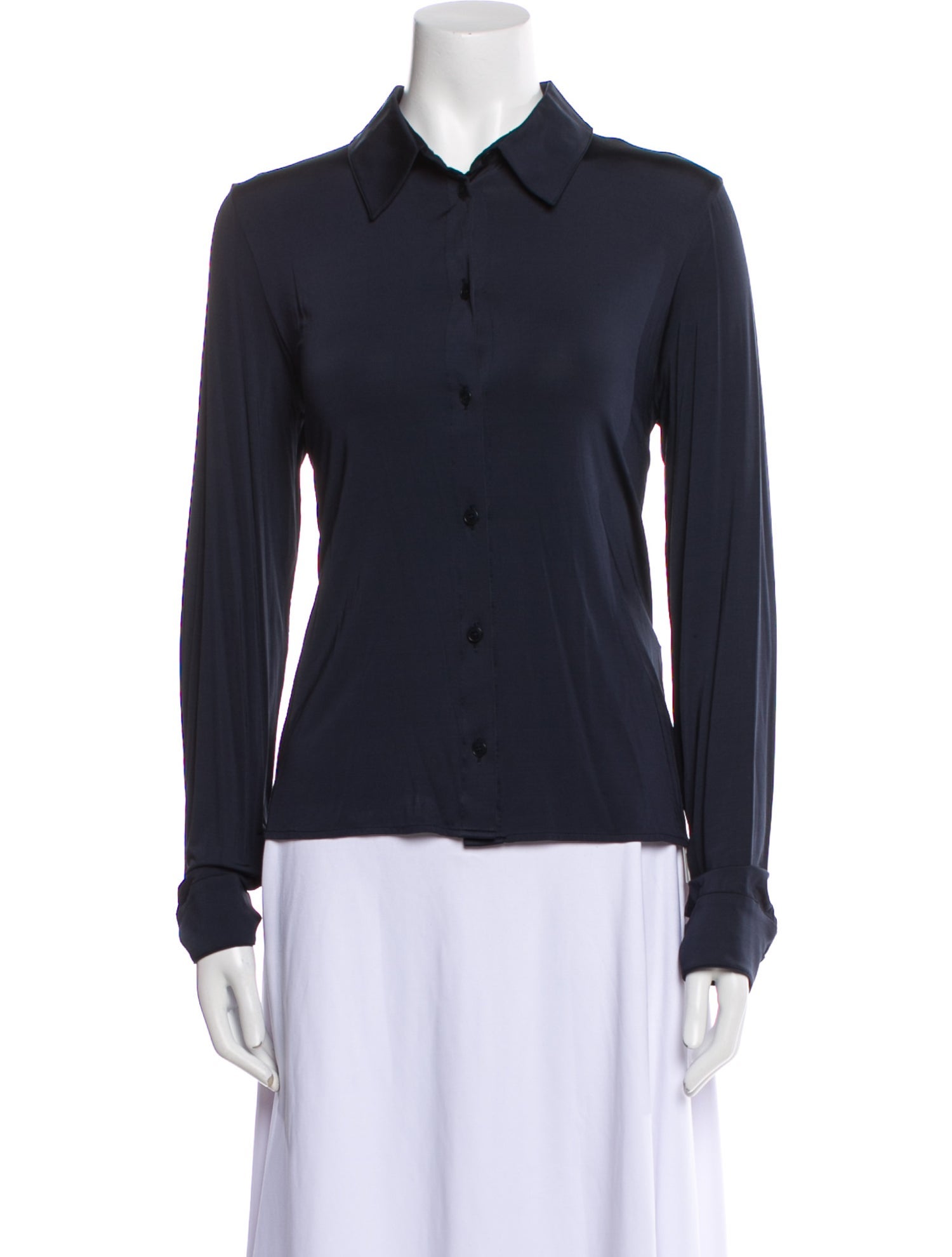 Calvin Klein Collection Vintage Long Sleeve Button-Up Top