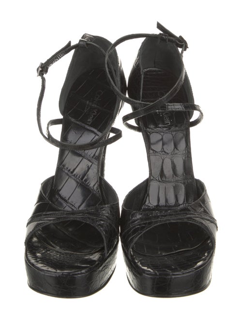 Calvin Klein Collection Embossed Leather Gladiator Sandals