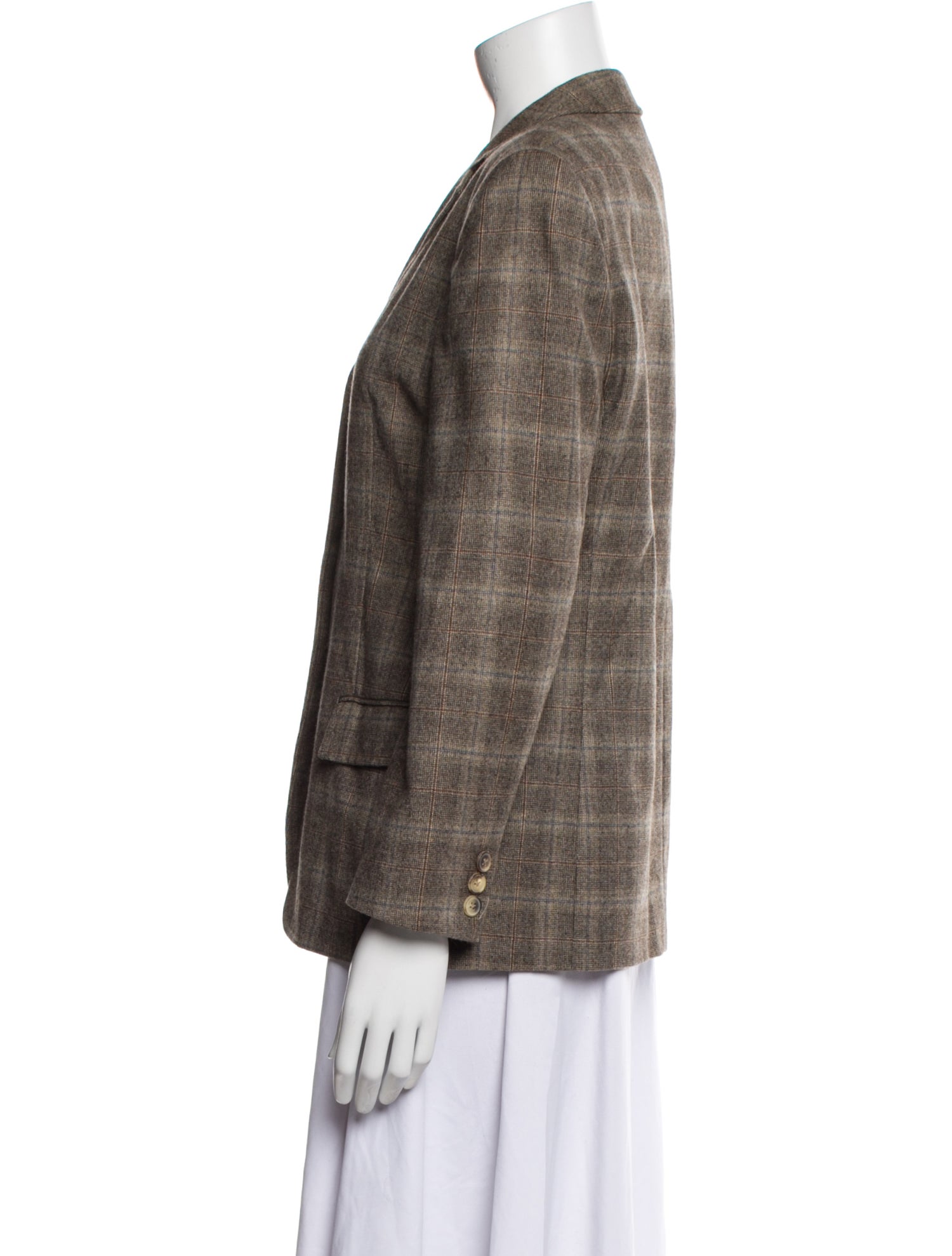 Calvin Klein Collection Wool Plaid Print Blazer