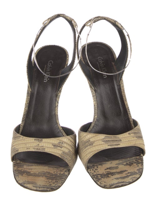 Calvin Klein Collection Snakeskin Animal Print Slingback Sandals