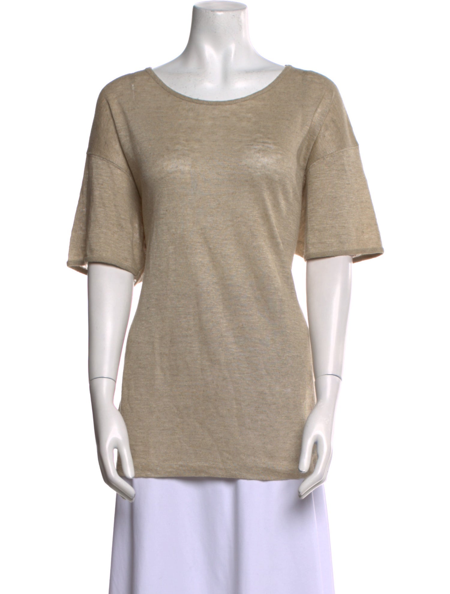 Calvin Klein Collection Linen Scoop Neck T-Shirt