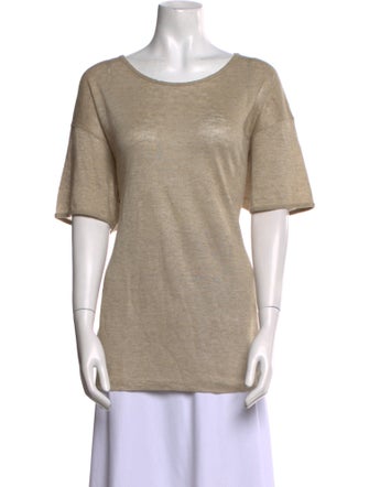 Calvin Klein Collection Linen Scoop Neck T-Shirt