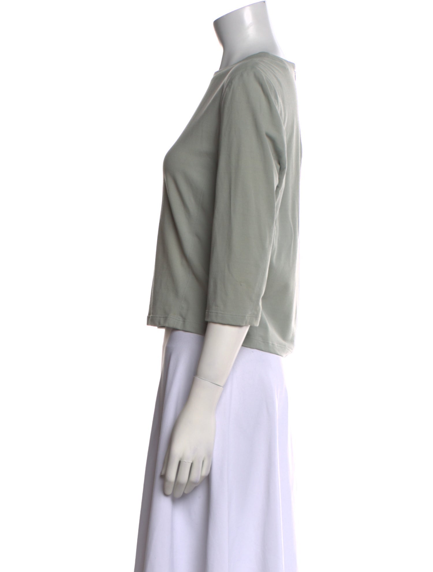 Calvin Klein Collection Crew Neck Three-Quarter Sleeve Crop Top