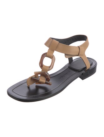 Calvin Klein Collection Leather T-Strap Sandals