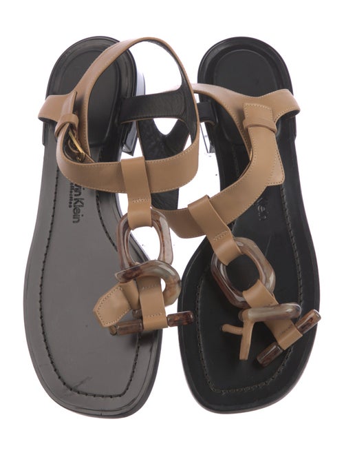 Calvin Klein Collection Leather T-Strap Sandals