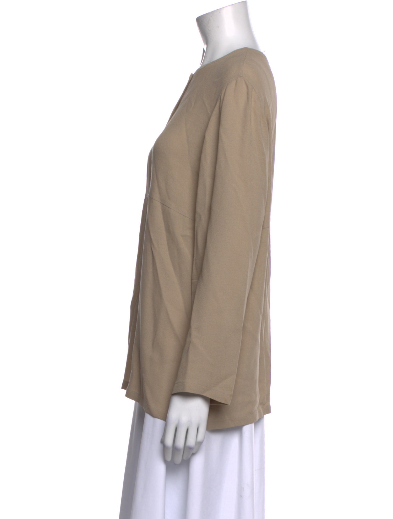 Calvin Klein Collection Silk Crew Neck Button-Up Top