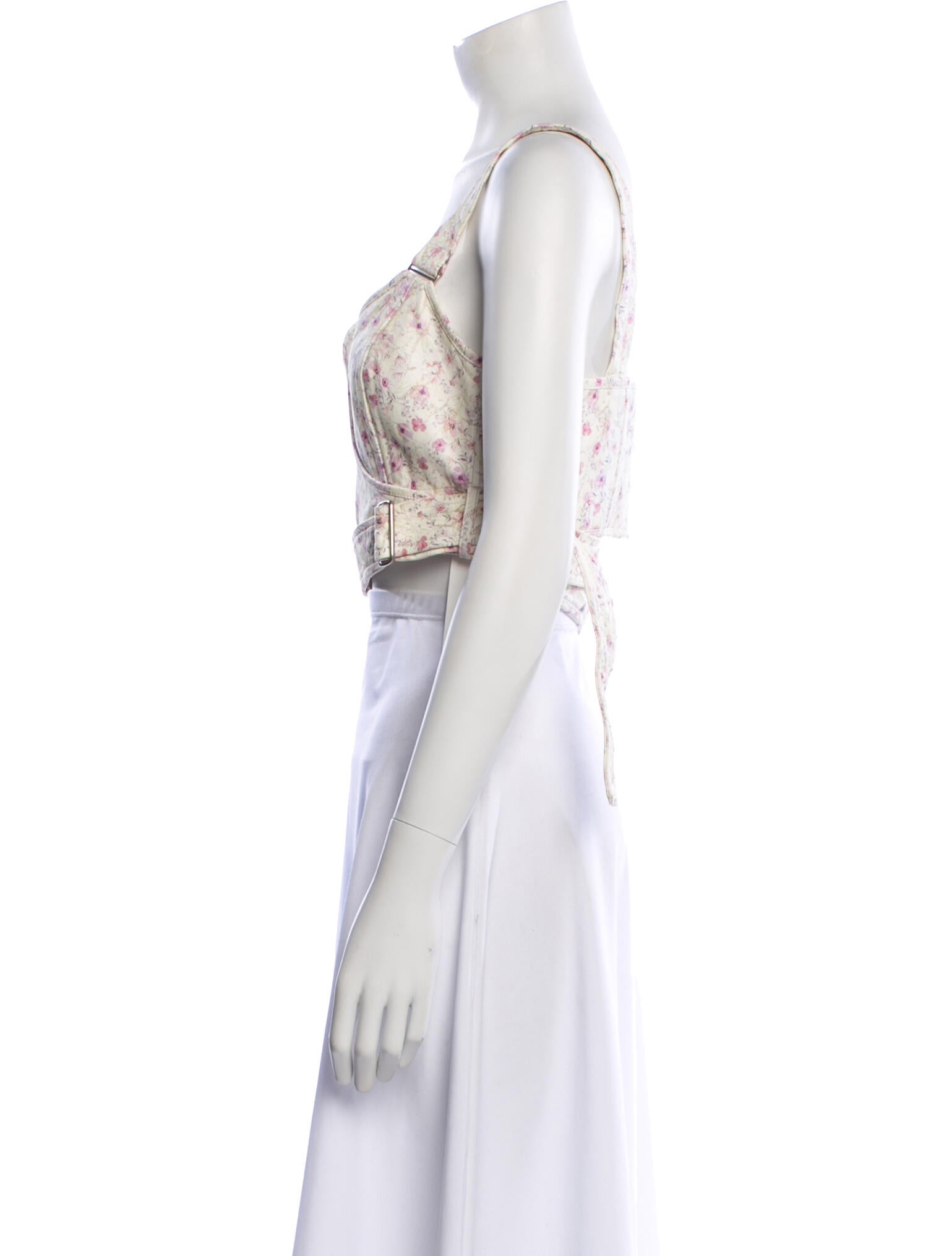 Calvin Klein Collection Lamb Leather Floral Print Crop Top w/ Tags