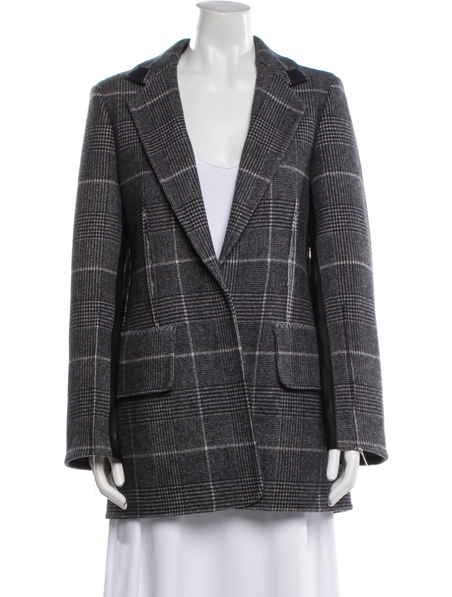 Calvin Klein Collection Wool Plaid Print Coat