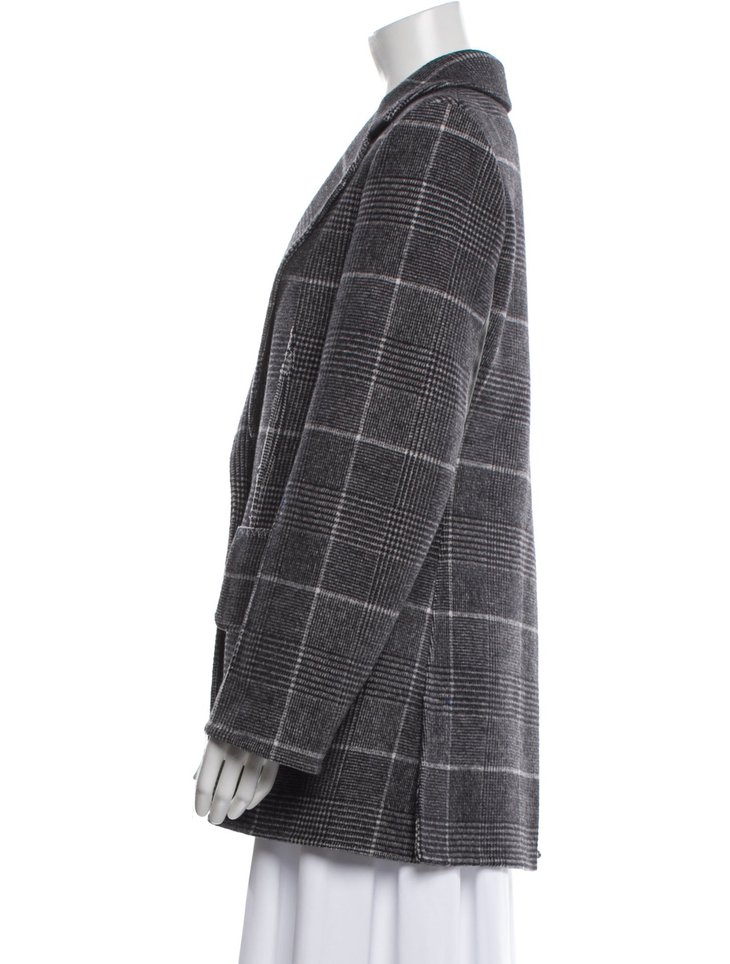 Calvin Klein Collection Wool Plaid Print Coat