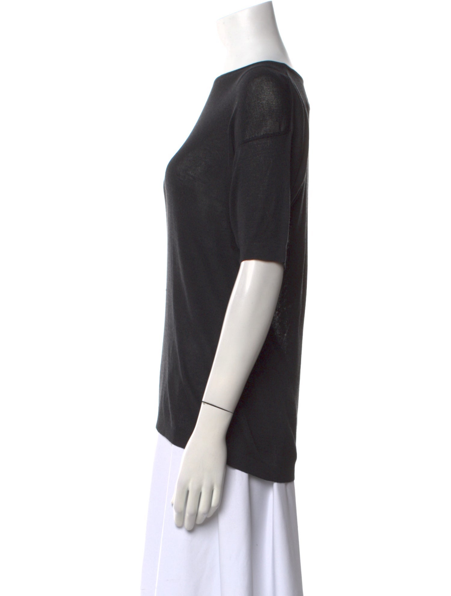 Calvin Klein Collection Silk Bateau Neckline T-Shirt