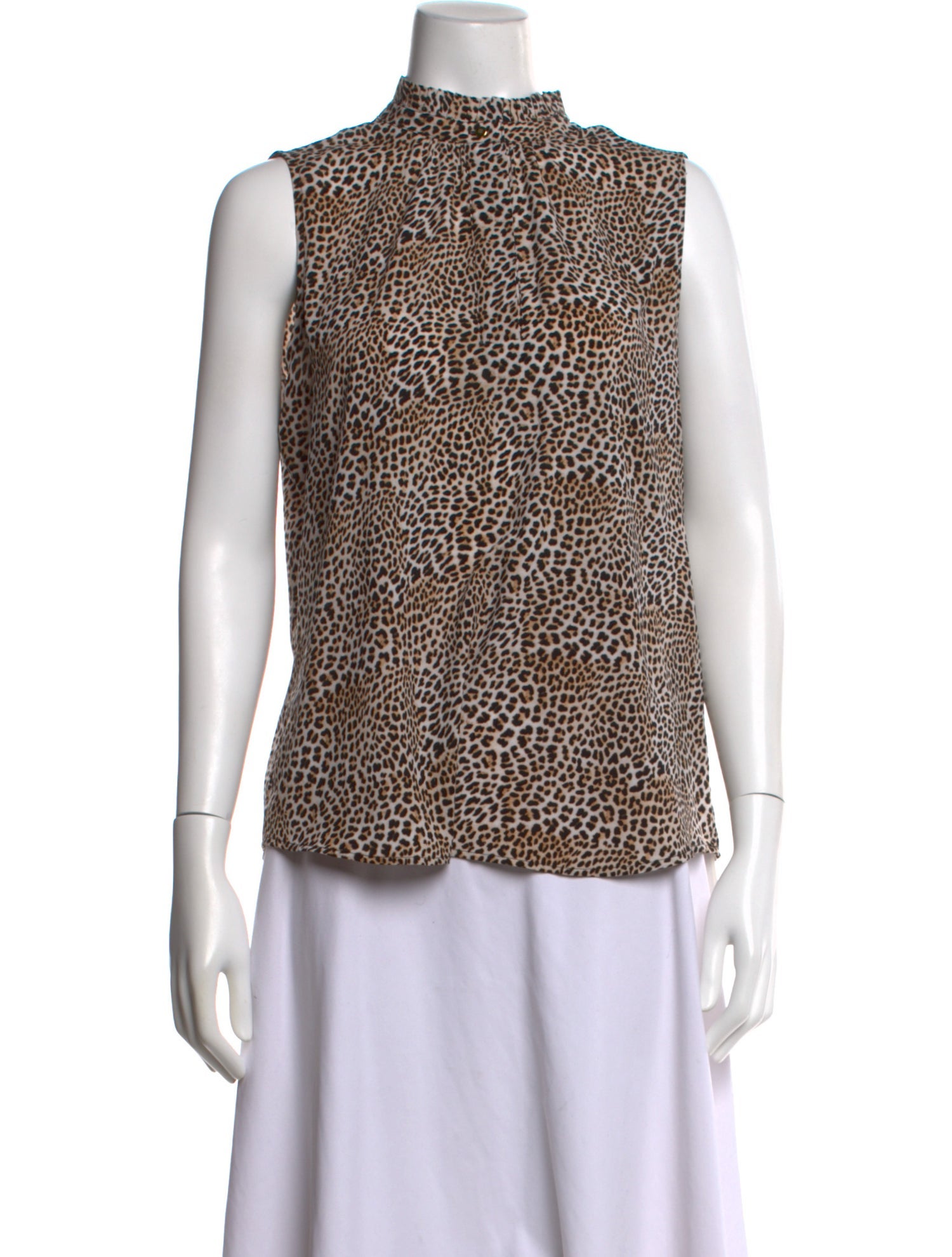 Calvin Klein Collection Animal Print Mock Neck Blouse