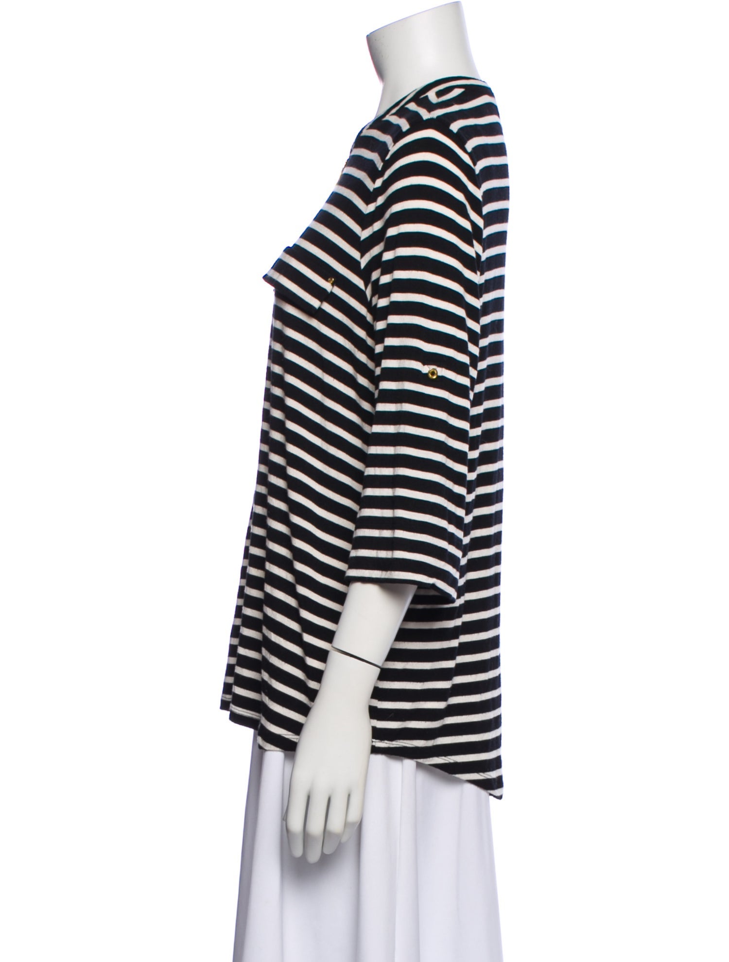 Calvin Klein Collection Striped Three-Quarter Sleeve Top