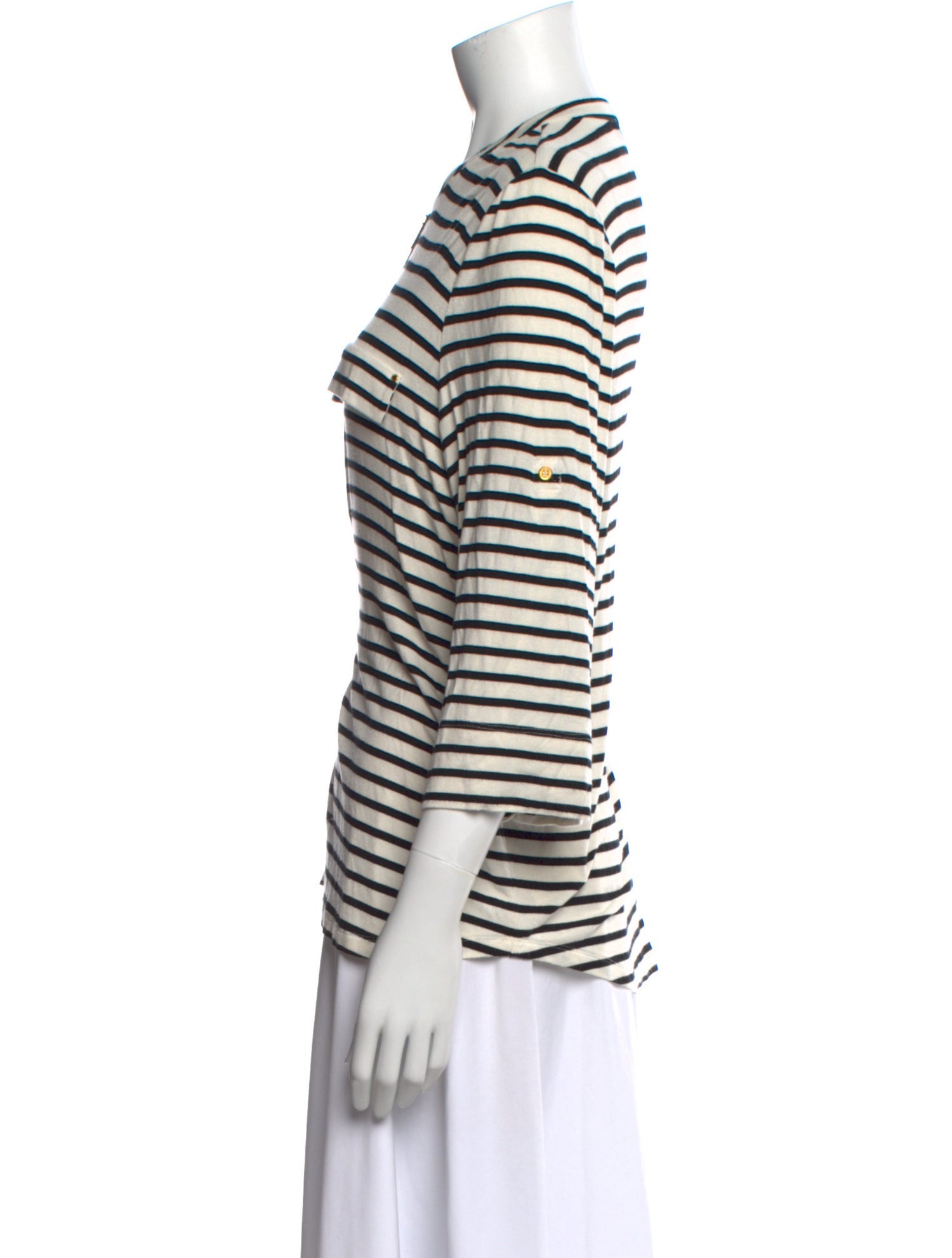 Calvin Klein Collection Striped Three-Quarter Sleeve Top