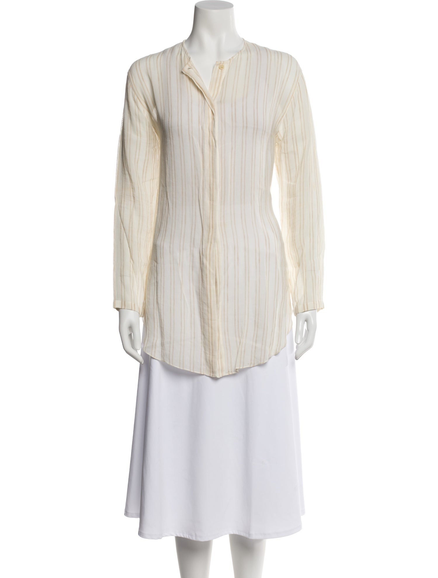 Calvin Klein Collection Striped Long Sleeve Blouse