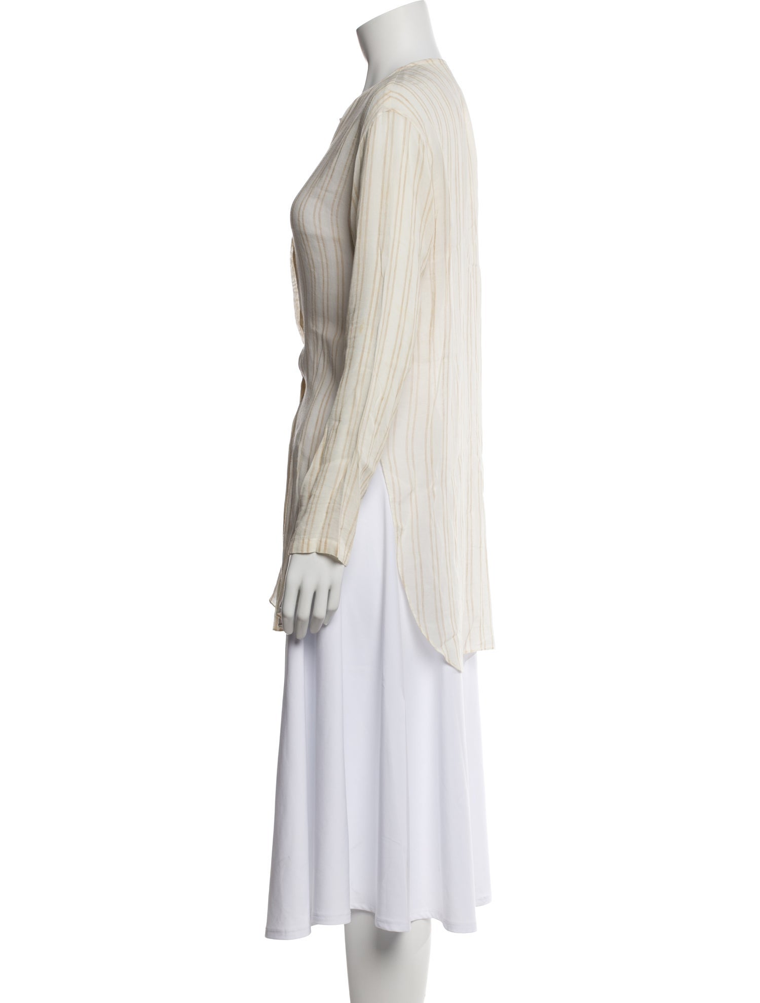 Calvin Klein Collection Striped Long Sleeve Blouse