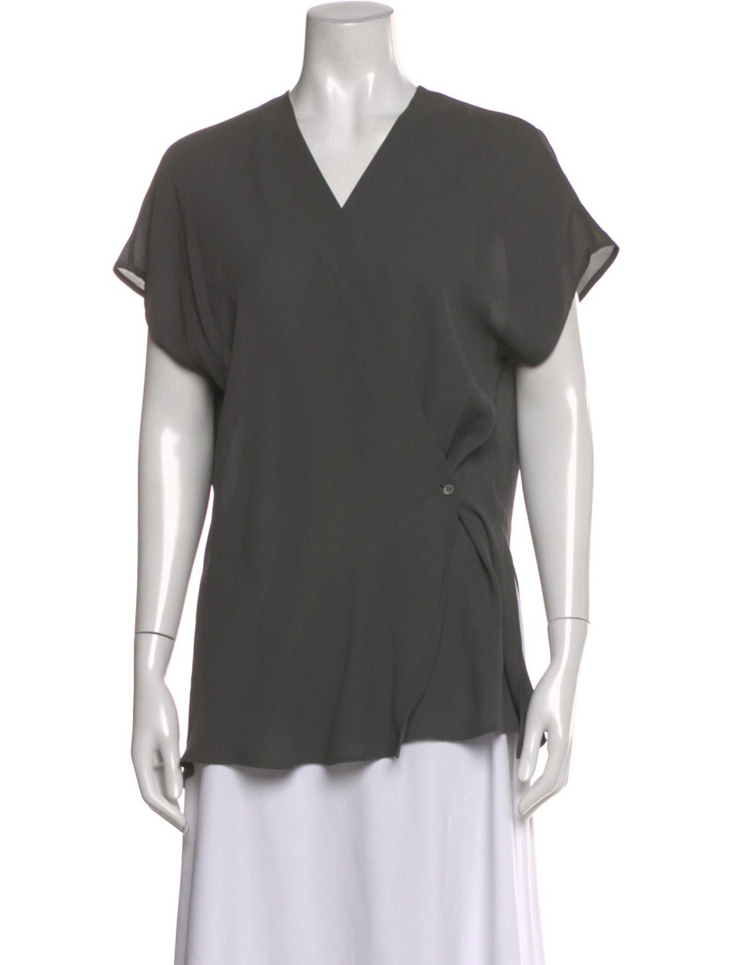 Calvin Klein Collection Silk V-Neck Blouse