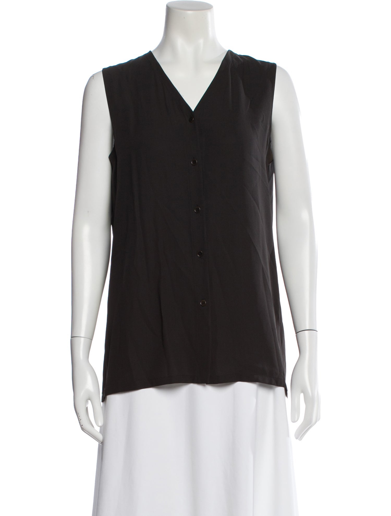 Calvin Klein Collection Silk V-Neck Button-Up Top