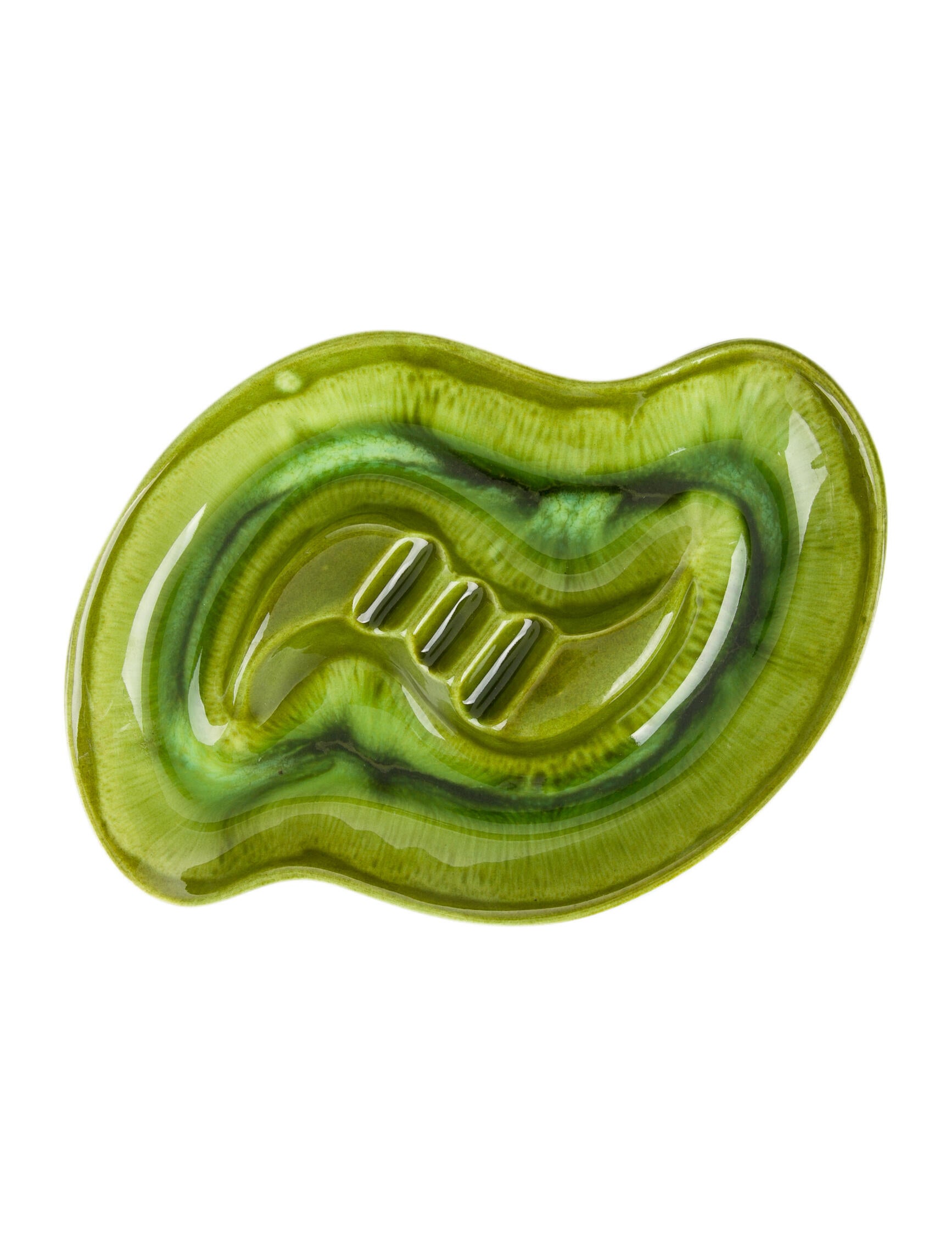 California Pottery Ceramic Sculpted Ashtray Green Decorative Accents