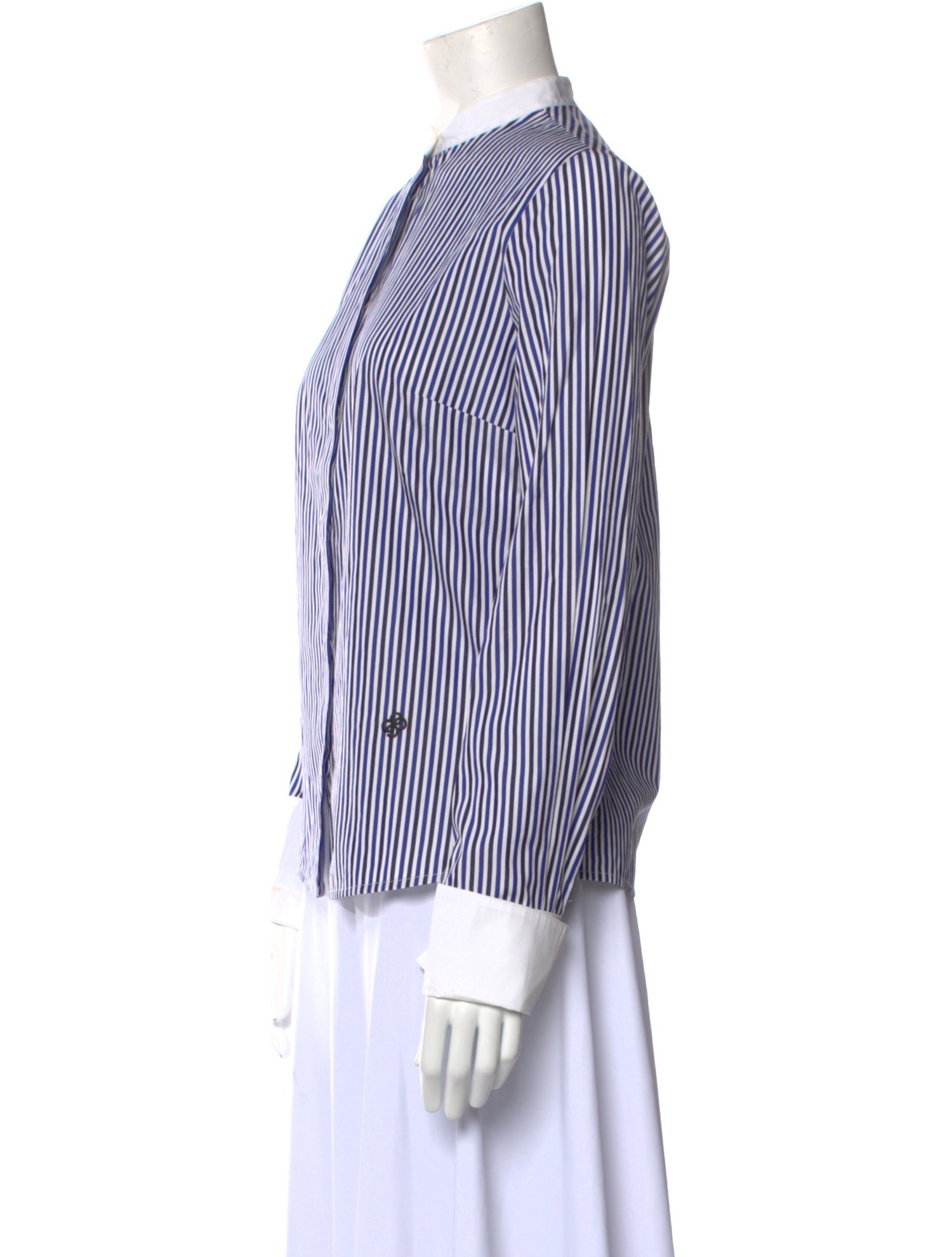 CÂLLAS MILANO Striped Mock Neck Button-Up Top