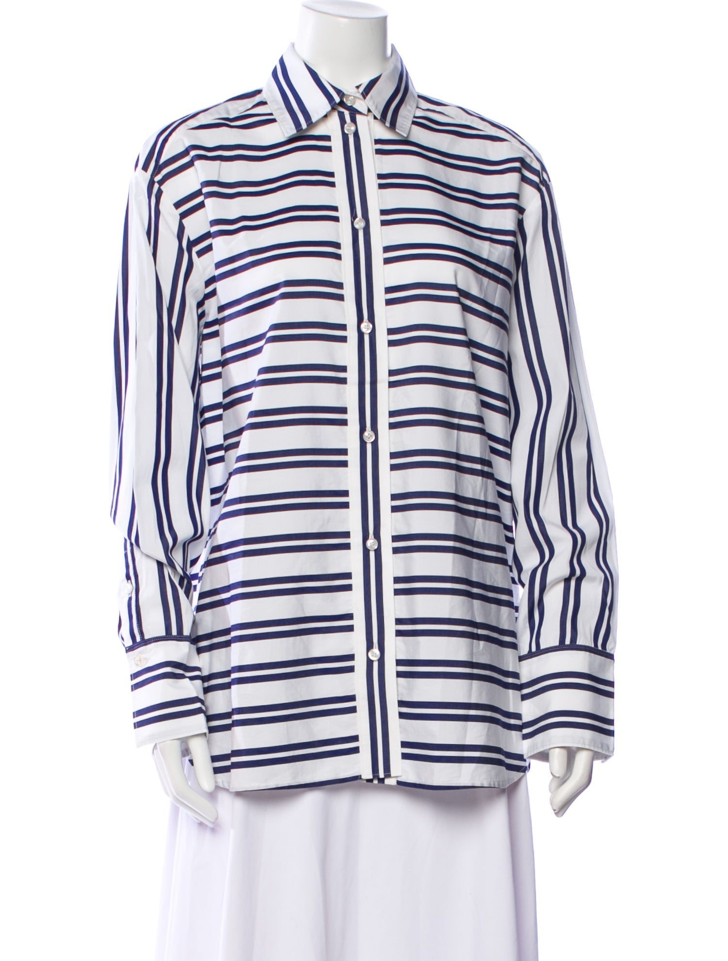 CÂLLAS MILANO Striped Long Sleeve Button-Up Top