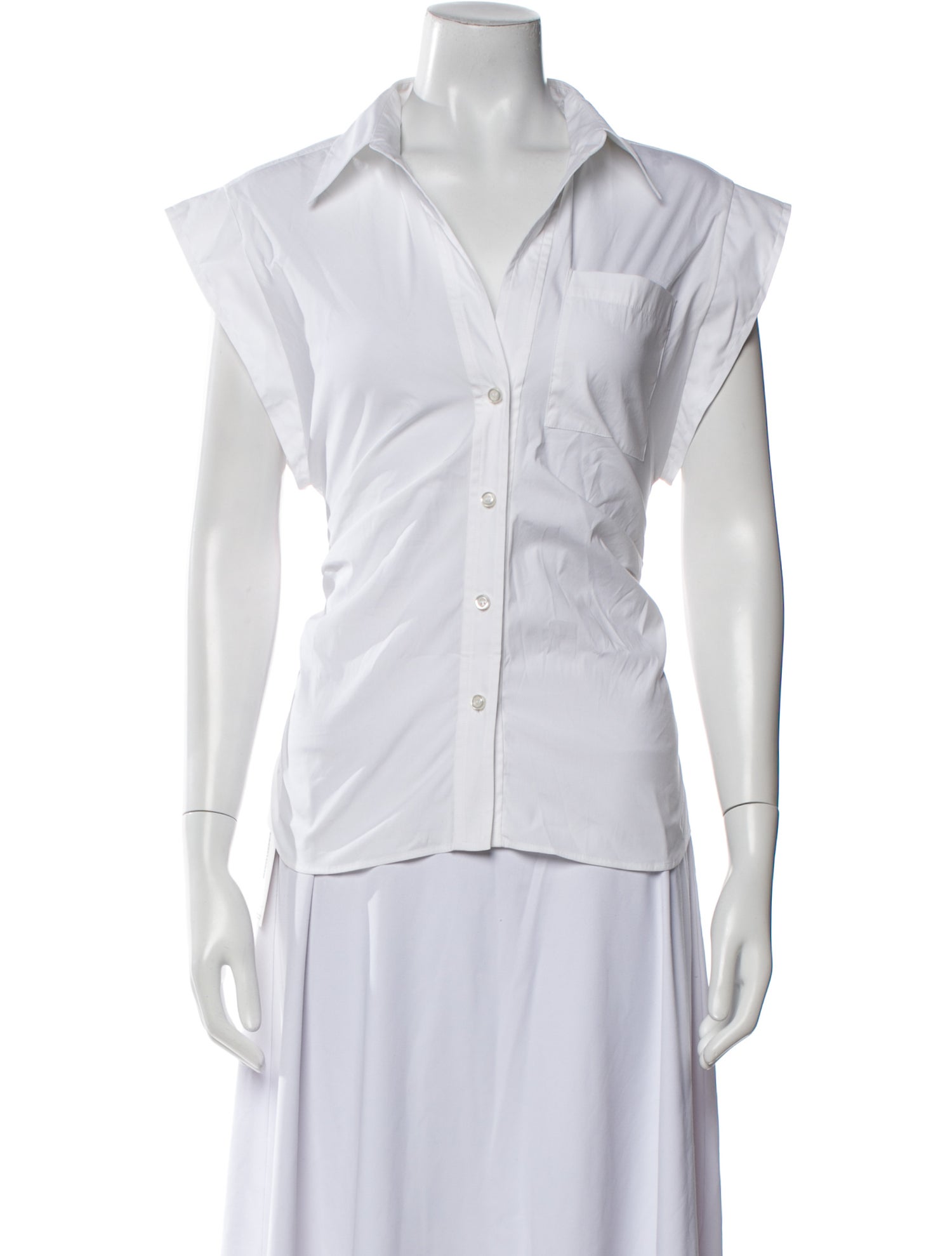 CÂLLAS MILANO V-Neck Short Sleeve Button-Up Top