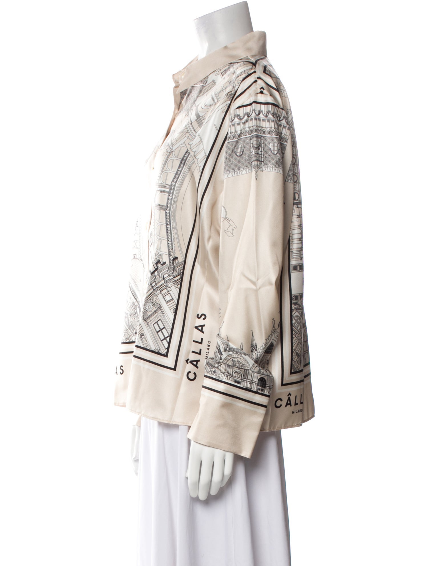 CÂLLAS MILANO Silk Printed Button-Up Top w/ Tags