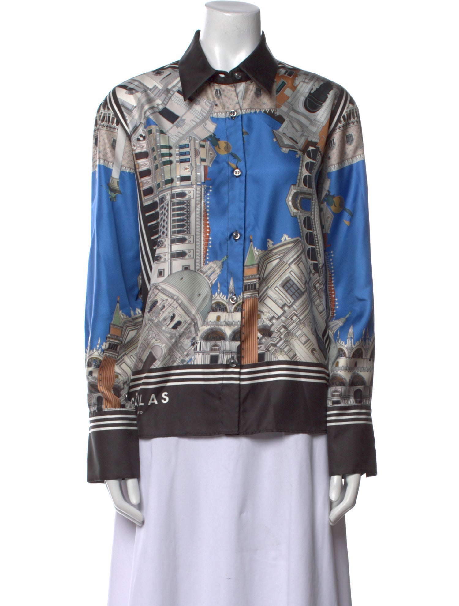 CÂLLAS MILANO Silk Printed Button-Up Top