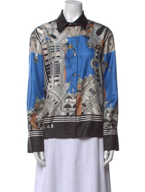 CÂLLAS MILANO Silk Printed Button-Up Top