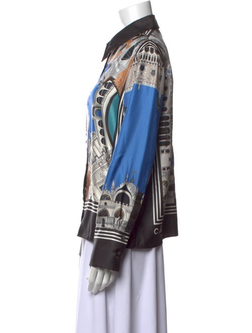 CÂLLAS MILANO Silk Printed Button-Up Top