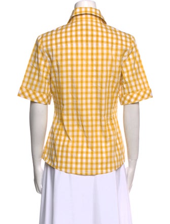 CÂLLAS MILANO Plaid Print Short Sleeve Button-Up Top