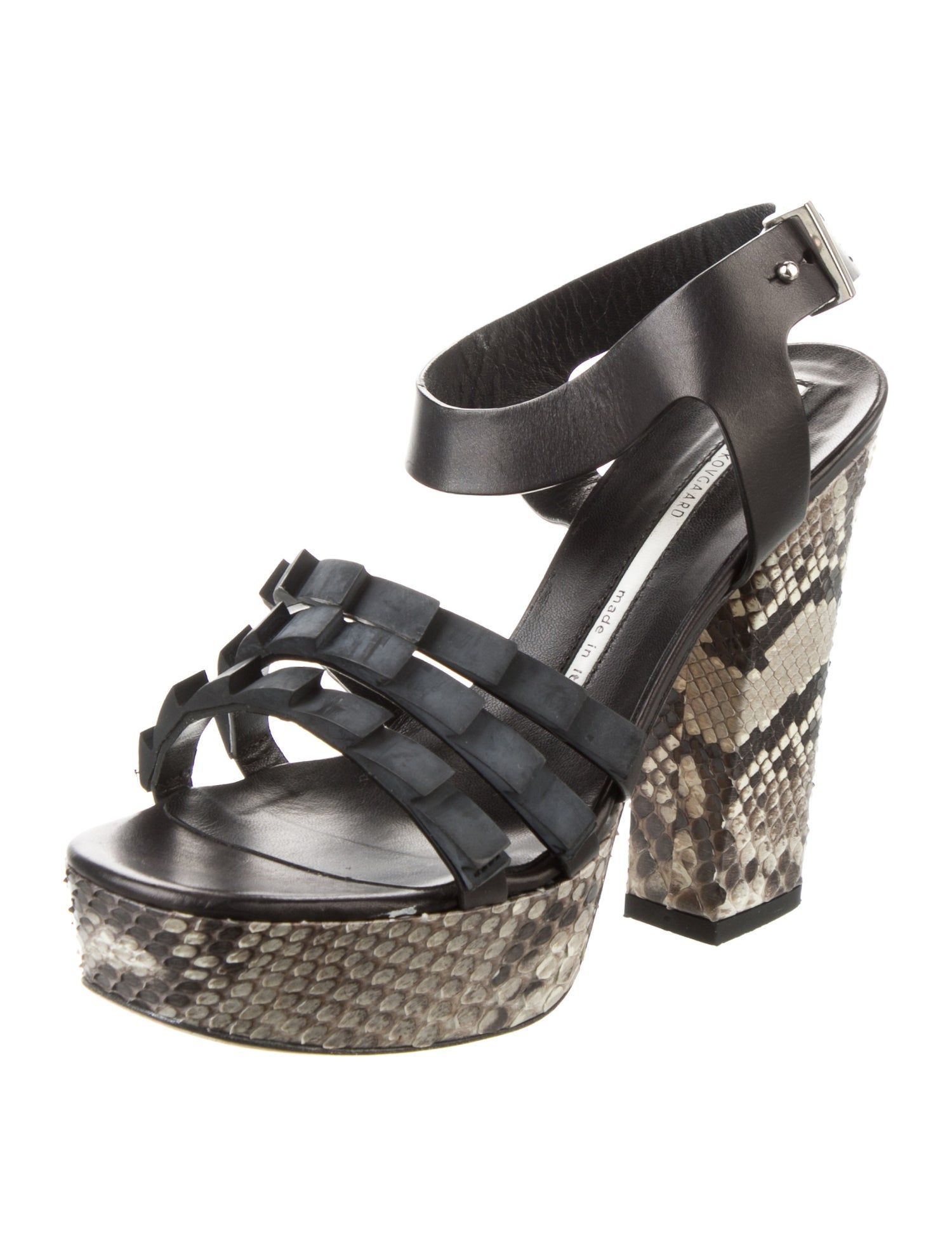 Camilla Skovgaard Embossed Leather Animal Print Slingback Sandals