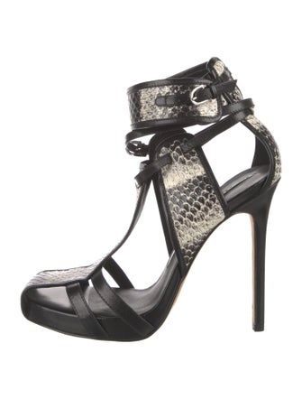 Camilla Skovgaard Snakeskin Animal Print T-Strap Pumps