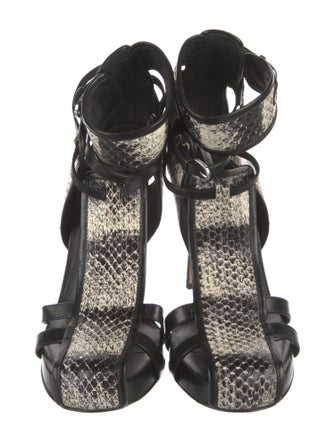 Camilla Skovgaard Snakeskin Animal Print T-Strap Pumps