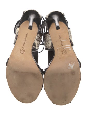 Camilla Skovgaard Snakeskin Animal Print T-Strap Pumps