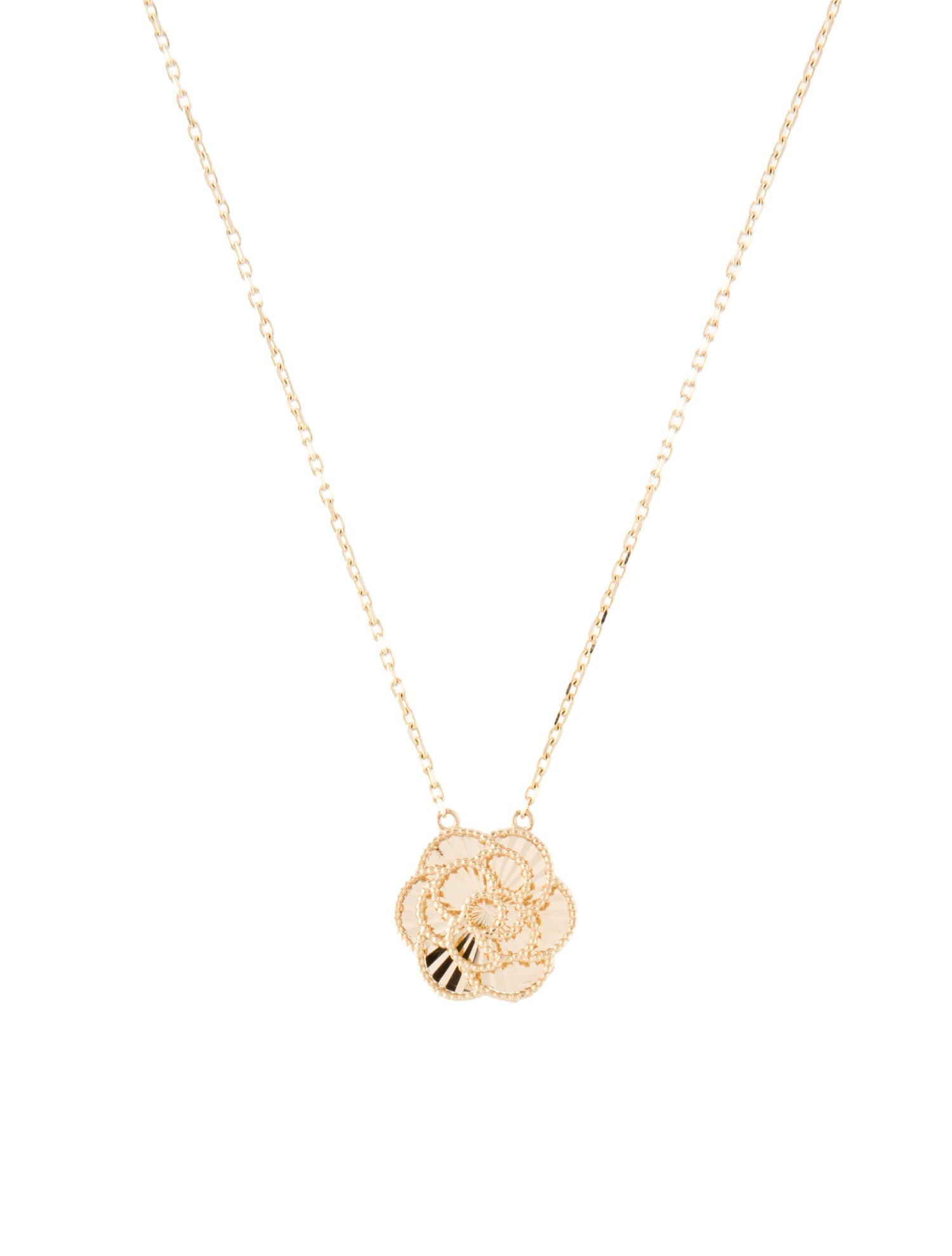 Candela 14K Beaded Rose Diamond Cut Pendant