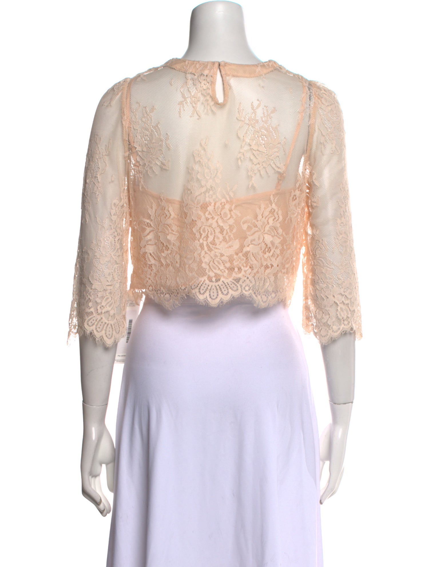 Candela Lace Pattern Crew Neck Crop Top